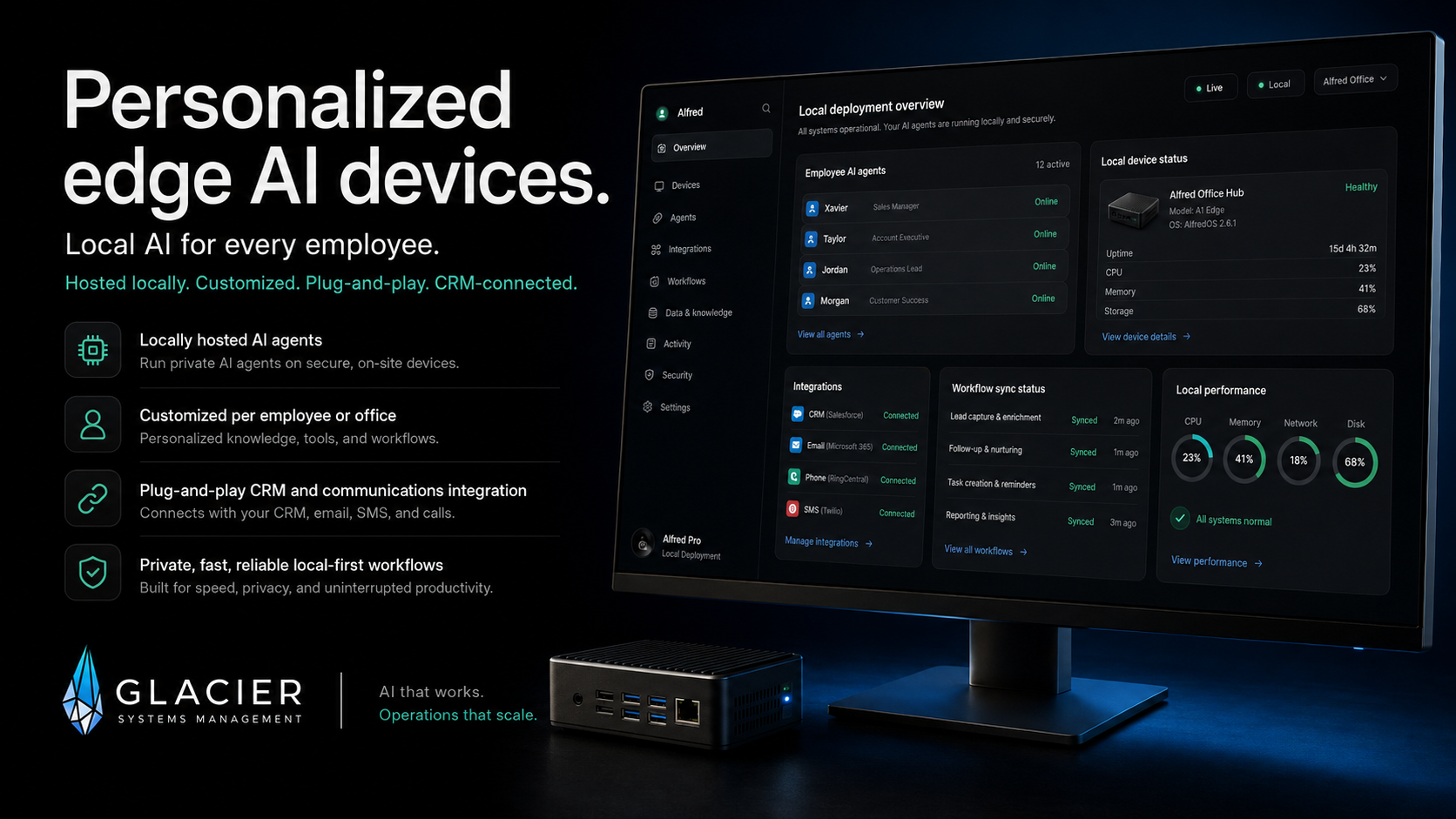 Personalized edge AI devices Glacier Systems Greg interface